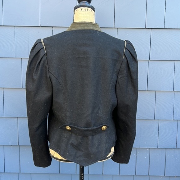 🖤🖤🖤Hagro virgin wool blazer jacket black green suede trim Large - Picture 5 of 7